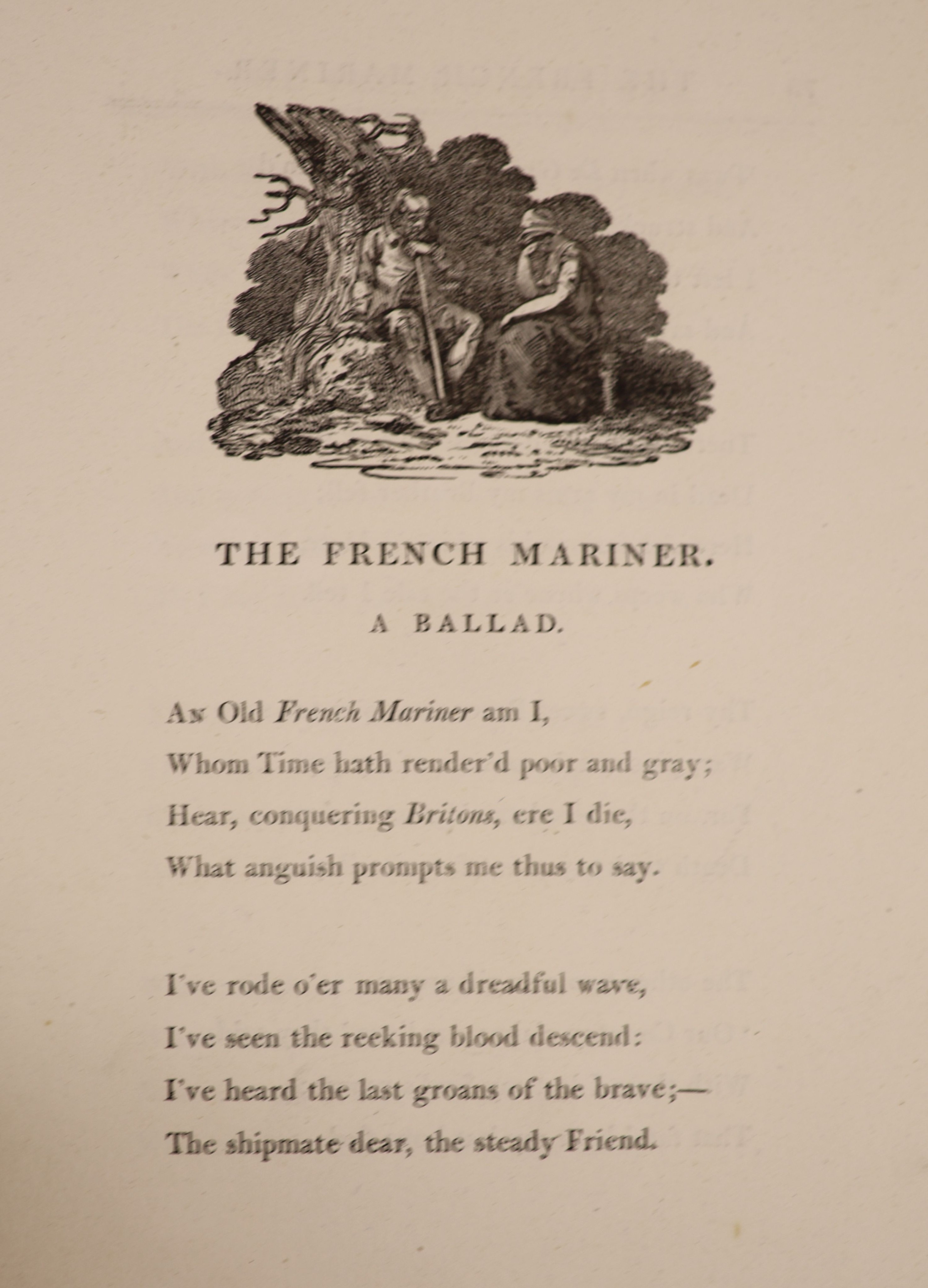 Bloomfield, Robert - Rural Tales, Ballads, and Songs, 1st edition, 4to, later half calf gilt lettered front board, woodcuts by Thomas Bewick, bookplate of Lord Battersea (1843-1907), Vernor and Hood et al, London, 1802